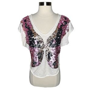 Shulami Sequined Butterfly Boxy Top - Size Medium